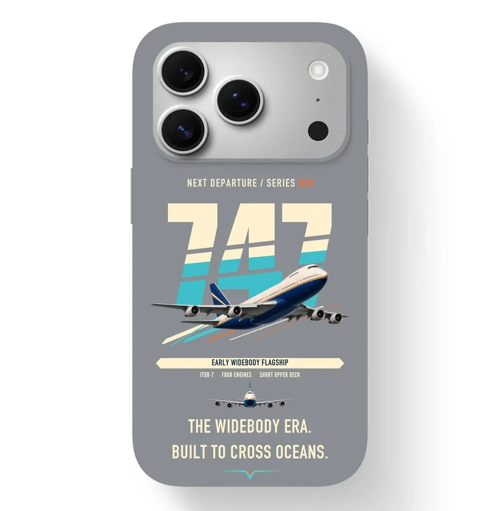 Boeing 747-200B design on gray magsafe iphone case