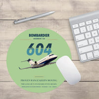 Thumbnail for Bombardier Challenger 604 design on light green round mouse pad