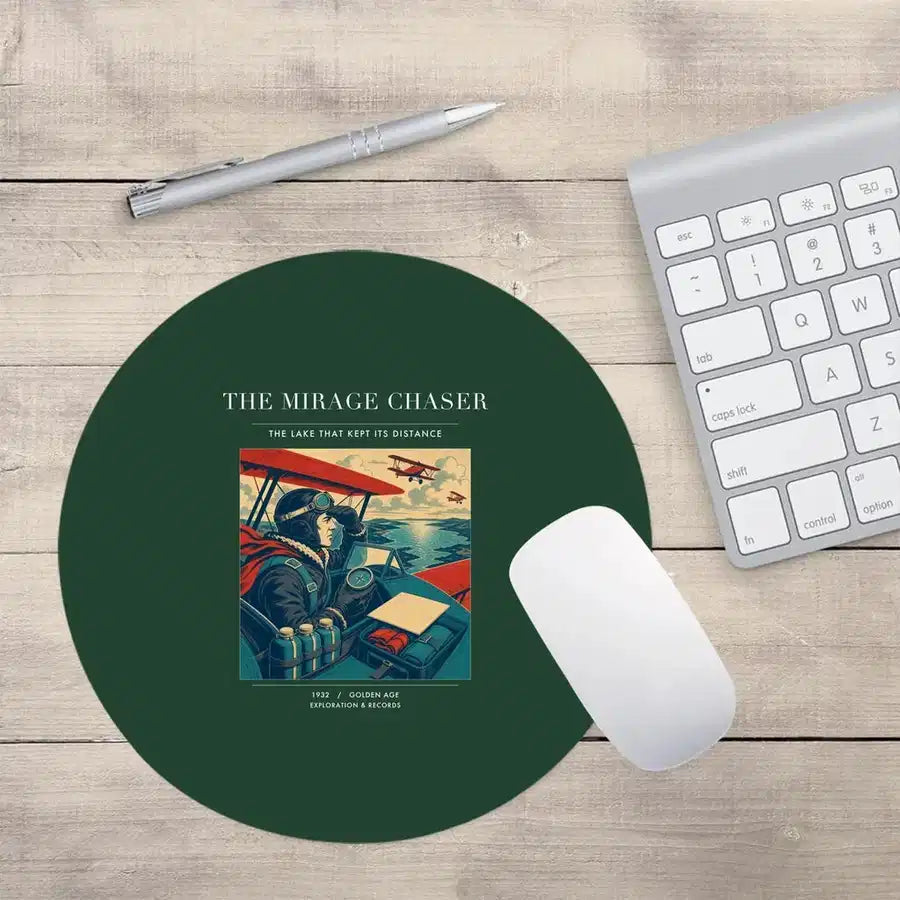 VINTAGE G4337 - The Mirage Chaser - Designed Mouse Pads design on darkgreen round
