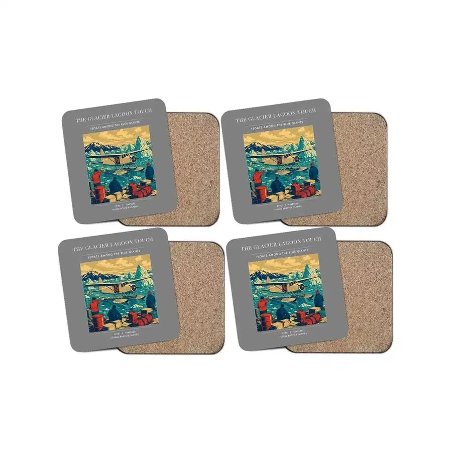 The Glacier Lagoon Touch - Designed Coasters design on gray 4-pieces-set