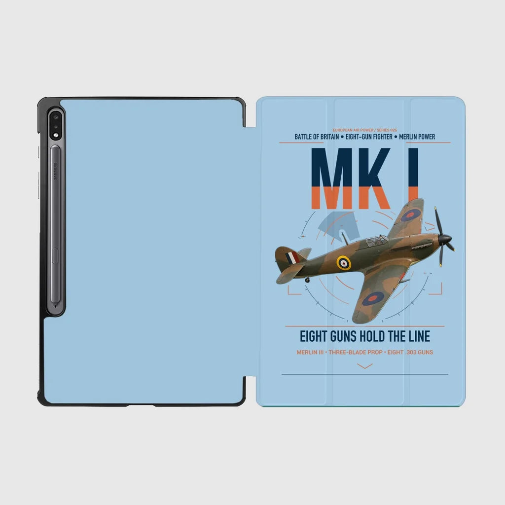 Hawker Hurricane Mk I design on light blue samsung tablet tablet case