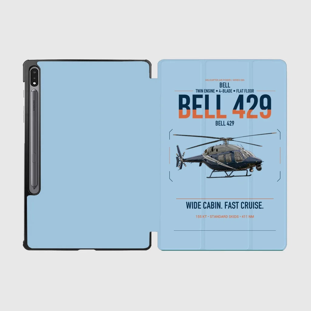 Bell 429 design on light blue samsung tablet tablet case