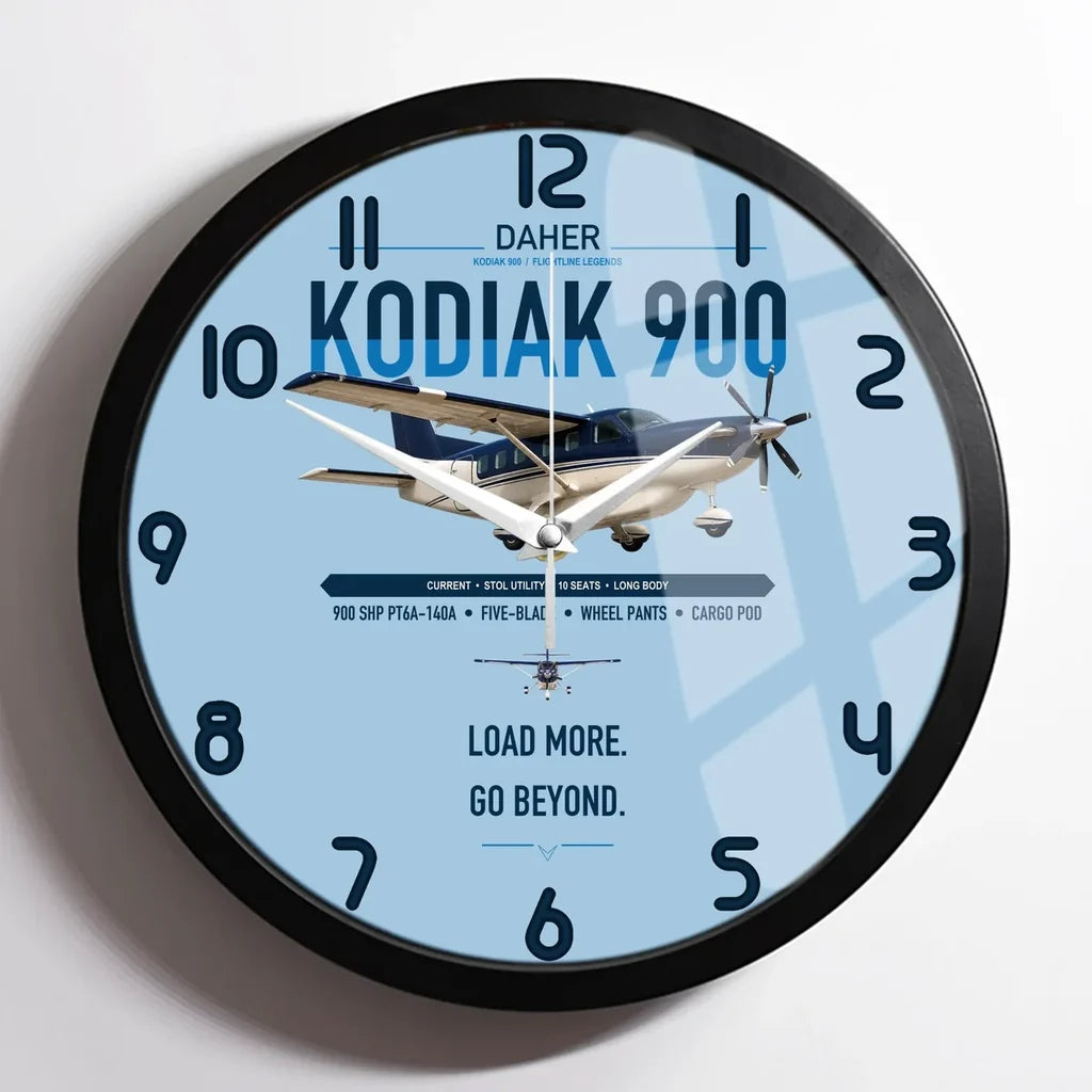 Daher Kodiak 900 design on light blue framed wall clock