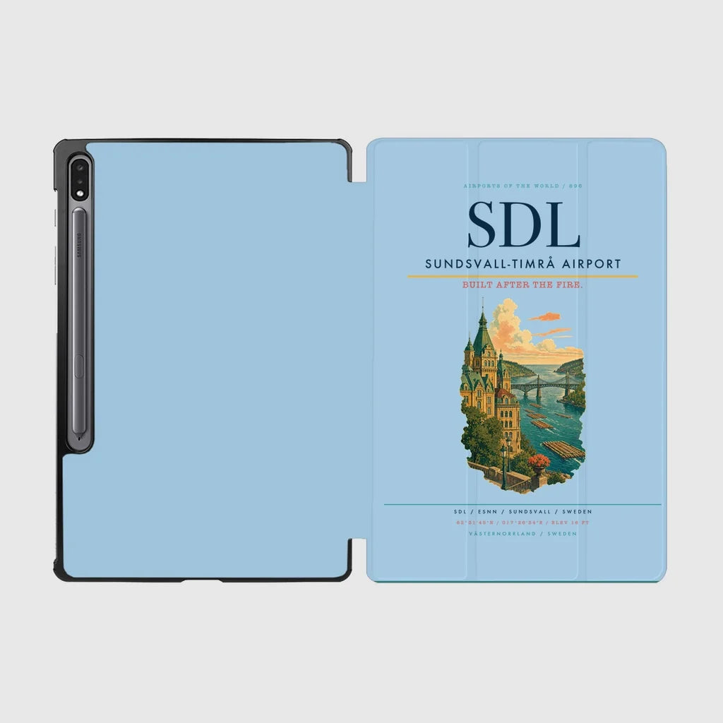 Sundsvall-Timrå Airport (SDL) design on light blue samsung tablet tablet case