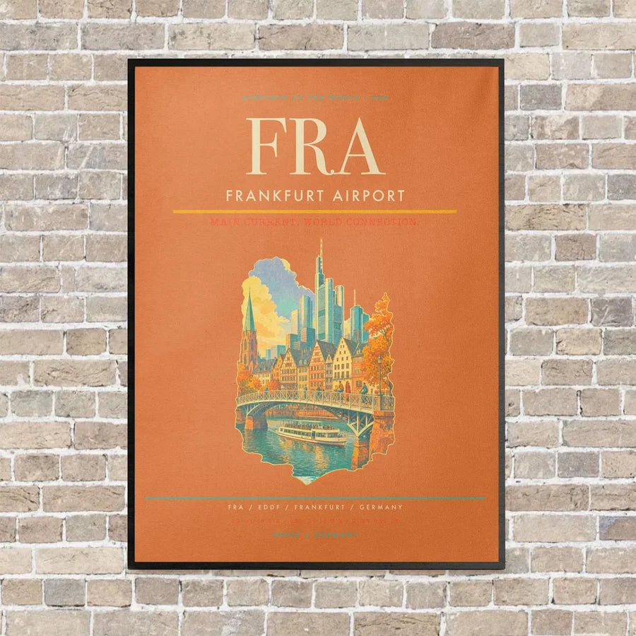 Frankfurt Airport FRA - Canvas Framed - Orange