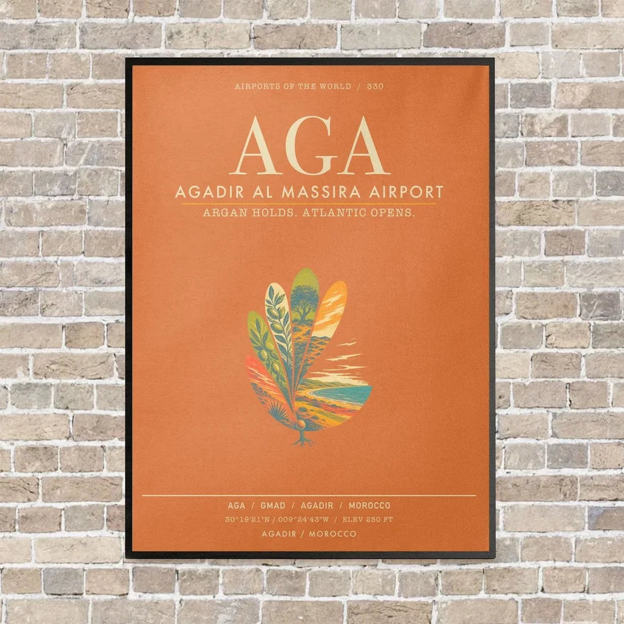 Agadir Al Massira Airport AGA - Canvas Framed - Orange