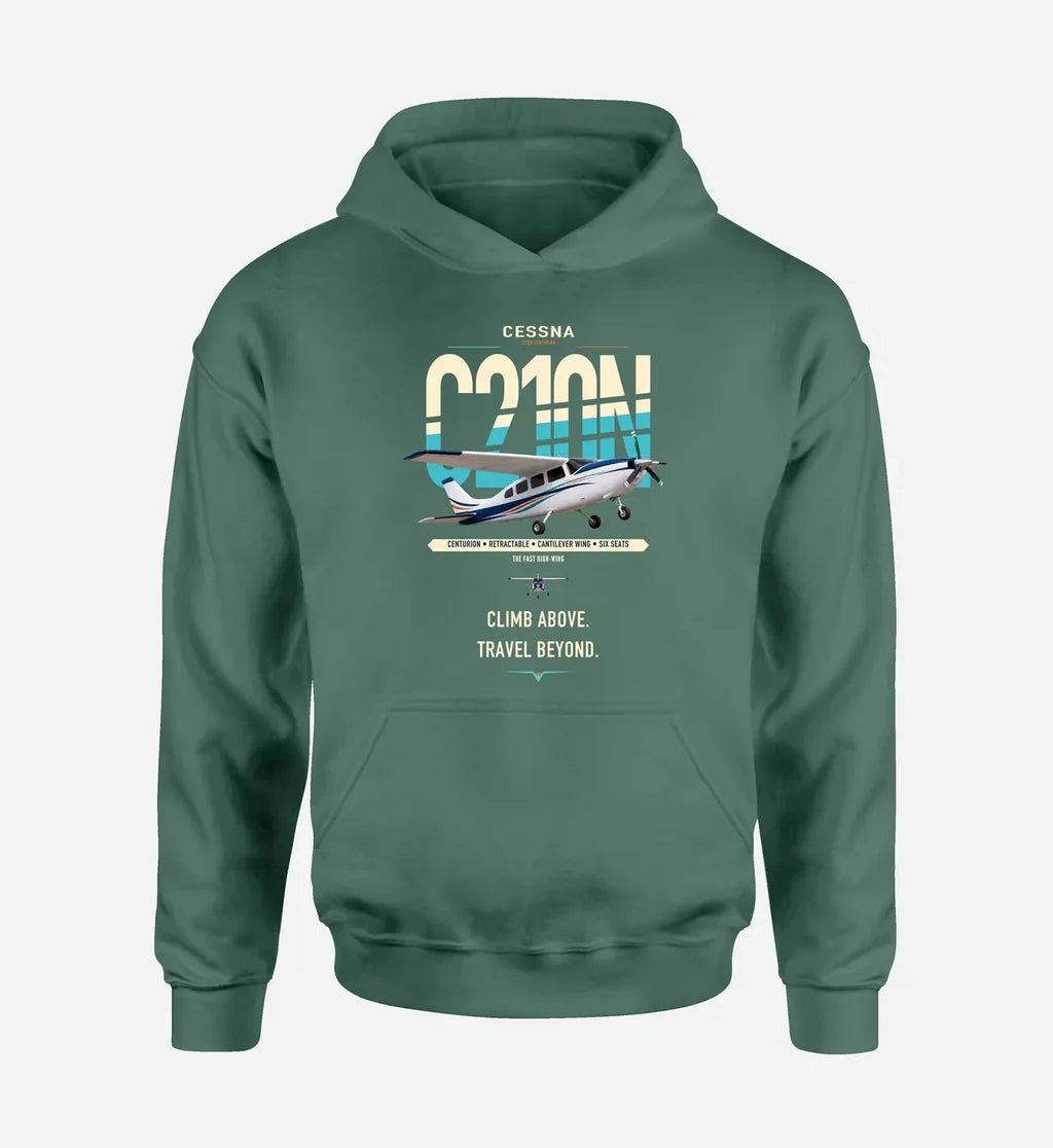 Cessna T210N Centurion design on green double-side hoodie, single-side print