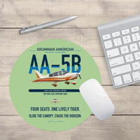 Thumbnail for Grumman American AA-5B Tiger design on light green round mouse pad