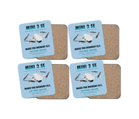 Thumbnail for DJI Mini 2 SE design on light blue 4 pieces set coaster