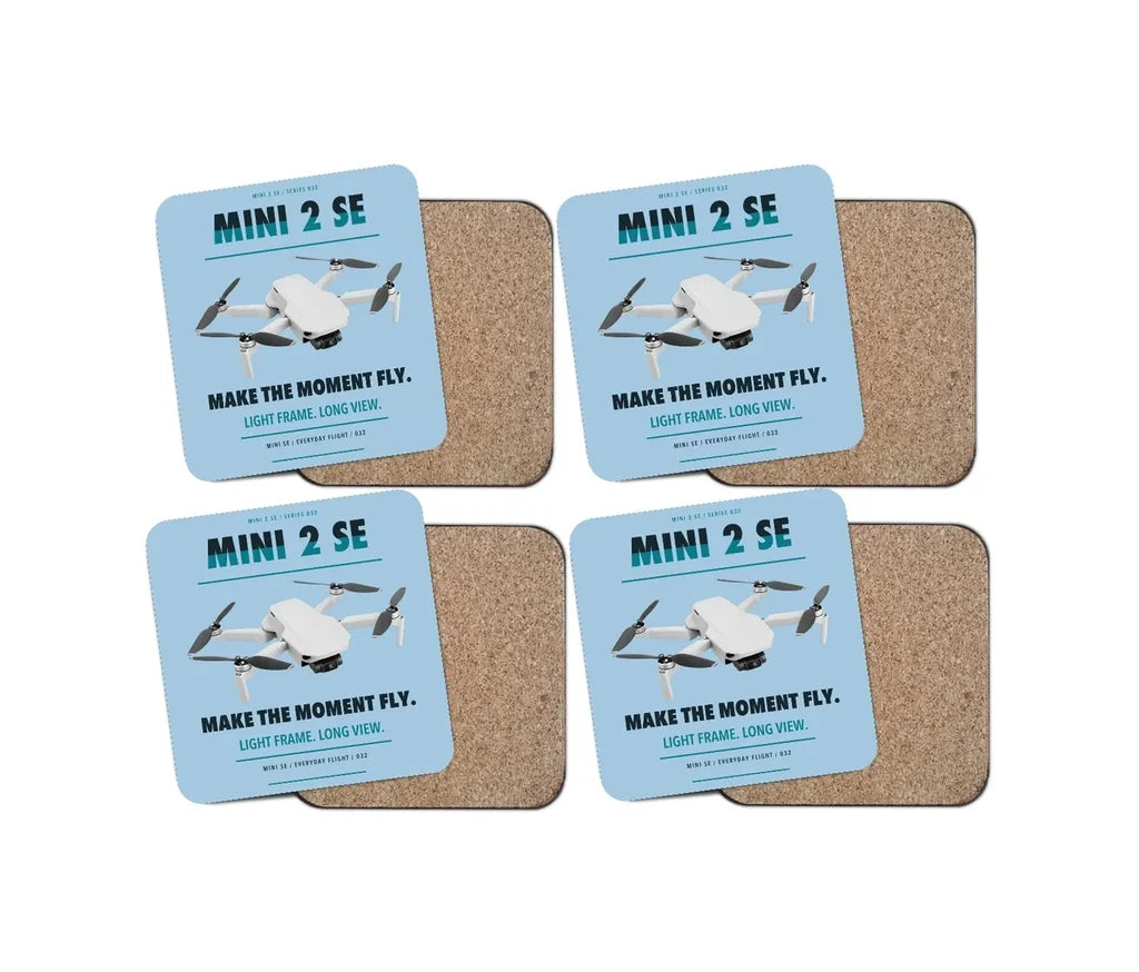 DJI Mini 2 SE design on light blue 4 pieces set coaster