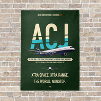 Thumbnail for Airbus ACJ350 / exact ACJ350-900 vertical canvas print - no frame - dark green background