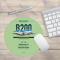 Thumbnail for Beechcraft King Air B200 design on light green round mouse pad