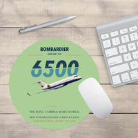 Thumbnail for Bombardier Global 6500 design on light green round mouse pad