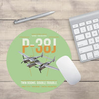 Thumbnail for P-38J Lightning design on light green round mouse pad