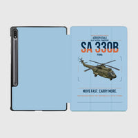 Thumbnail for Aérospatiale SA 330B Puma design on light blue samsung tablet tablet case
