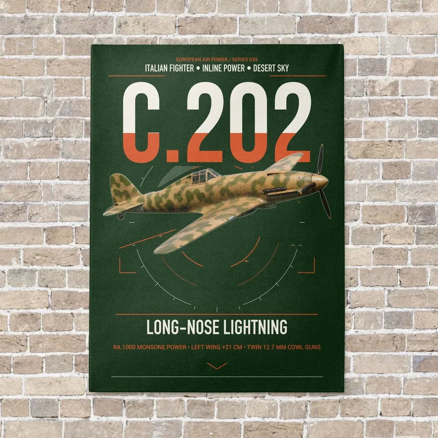 Macchi C.202 Folgore vertical canvas print - no frame - dark green background