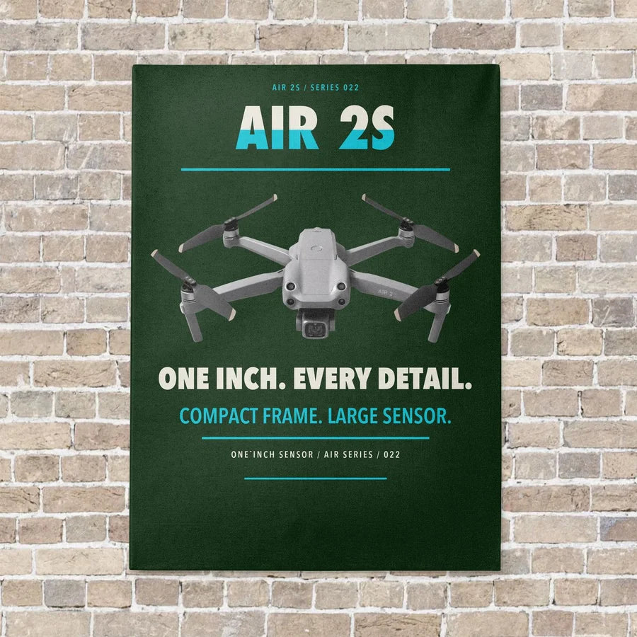 DJI Air 2S vertical canvas print - no frame - dark green background