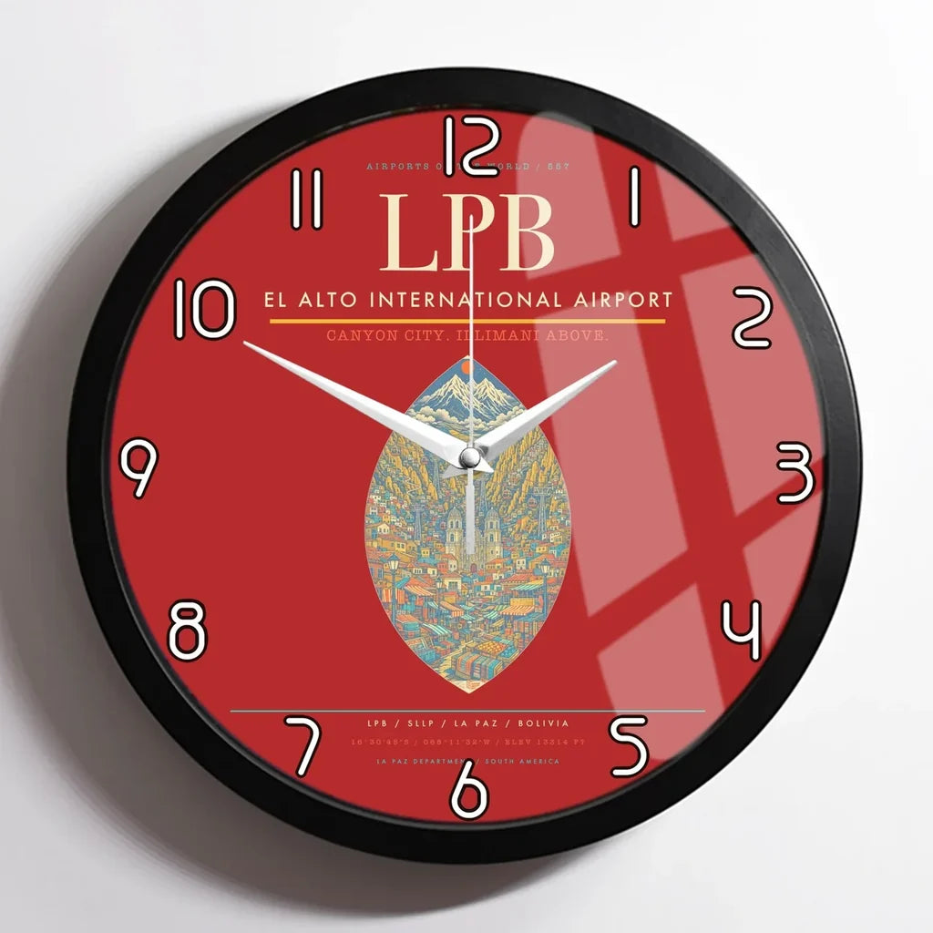 El Alto International Airport LPB Wall-Clock Framed - Red