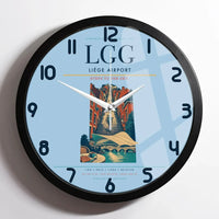 Thumbnail for Liège Airport (LGG) design on light blue framed wall clock