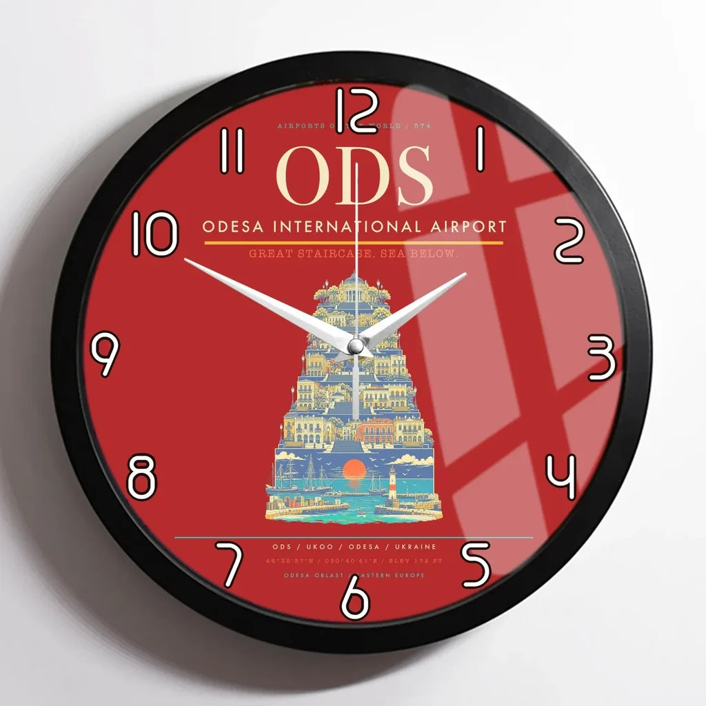 Odesa International Airport ODS Wall-Clock Framed - Red