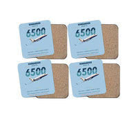 Thumbnail for Bombardier Global 6500 design on light blue 4 pieces set coaster