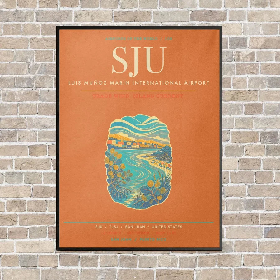 Luis Munoz Marin International Airport San Juan SJU - Canvas Framed - Orange