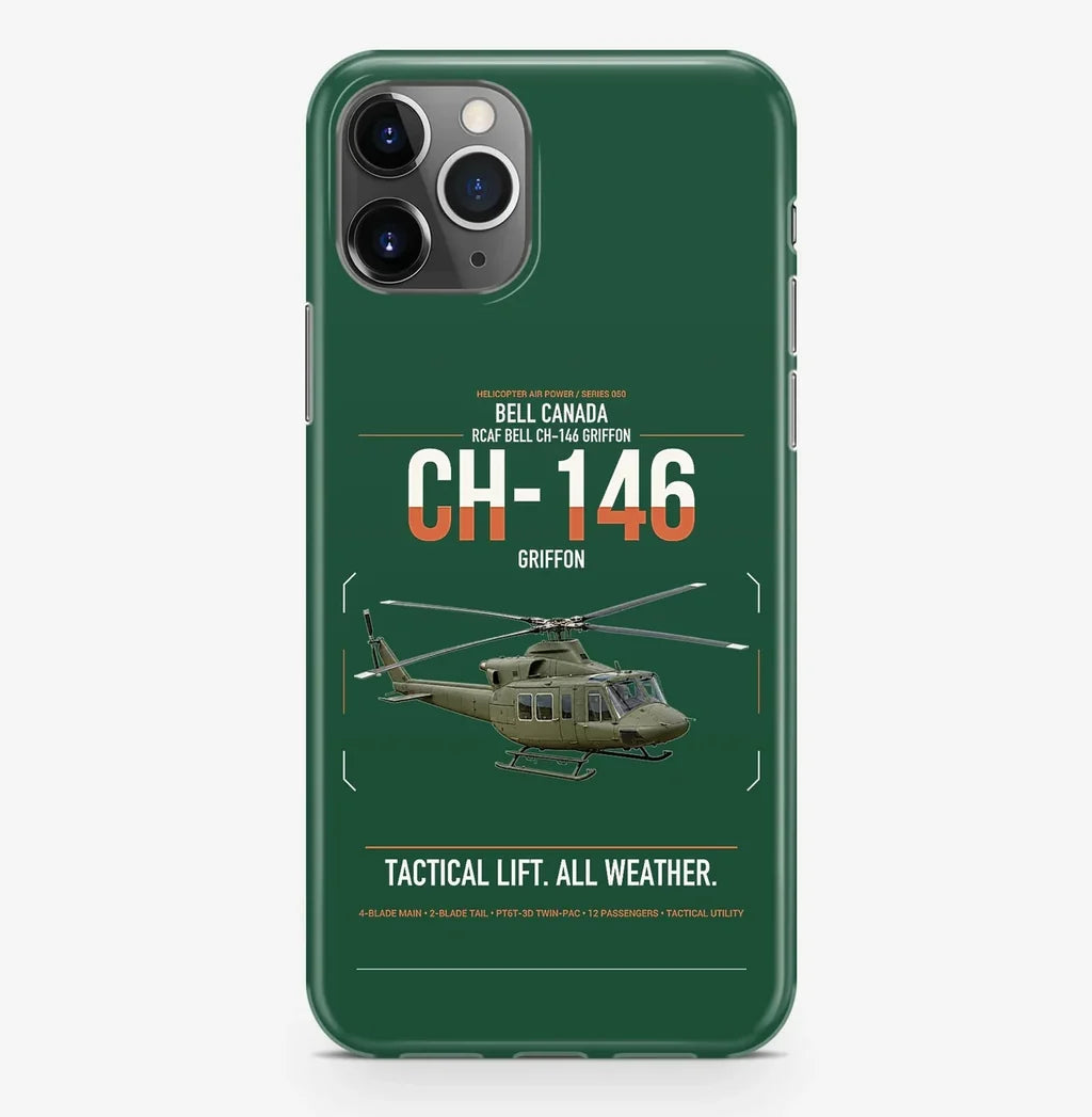 Bell Canada CH-146 Griffon design on dark green magsafe iphone case, for iPhone Pro Max