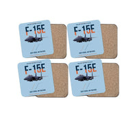 Thumbnail for F-15E Strike Eagle Deep Strike Any Weather design on light blue 4 pieces set coaster