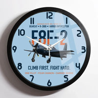 Thumbnail for F8F-2 Bearcat Climb First Fight Hard design on light blue framed wall clock