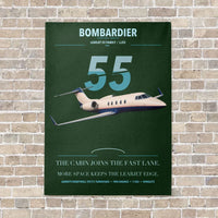 Thumbnail for Bombardier Learjet 55 vertical canvas print - no frame - dark green background