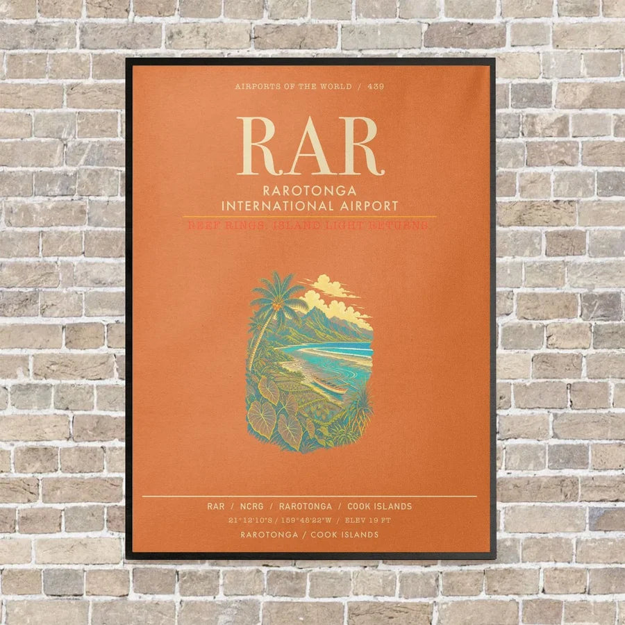 Rarotonga International Airport RAR - Canvas Framed - Orange