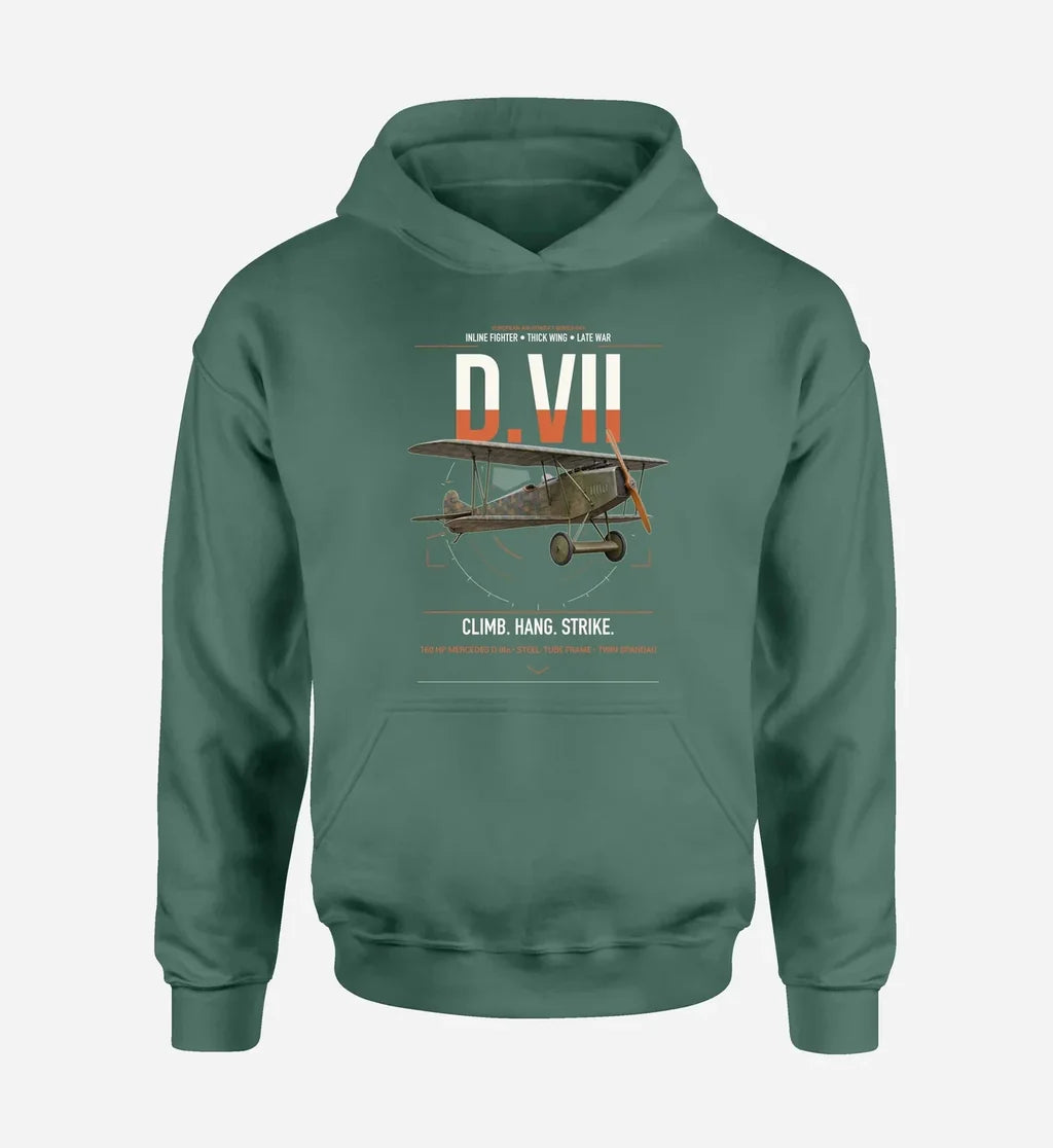 Fokker D.VII design on green double-side hoodie, single-side print
