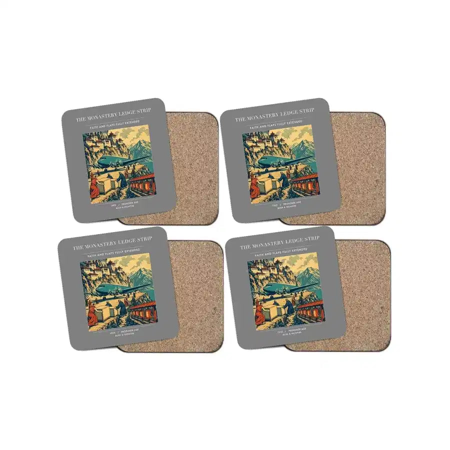 The Monastery Ledge Strip - Designed Coasters design on gray 4-pieces-set