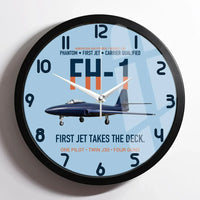 Thumbnail for FH-1 Phantom First Jet Takes the Deck design on light blue framed wall clock