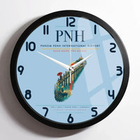 Thumbnail for Phnom Penh International Airport (PNH) design on light blue framed wall clock