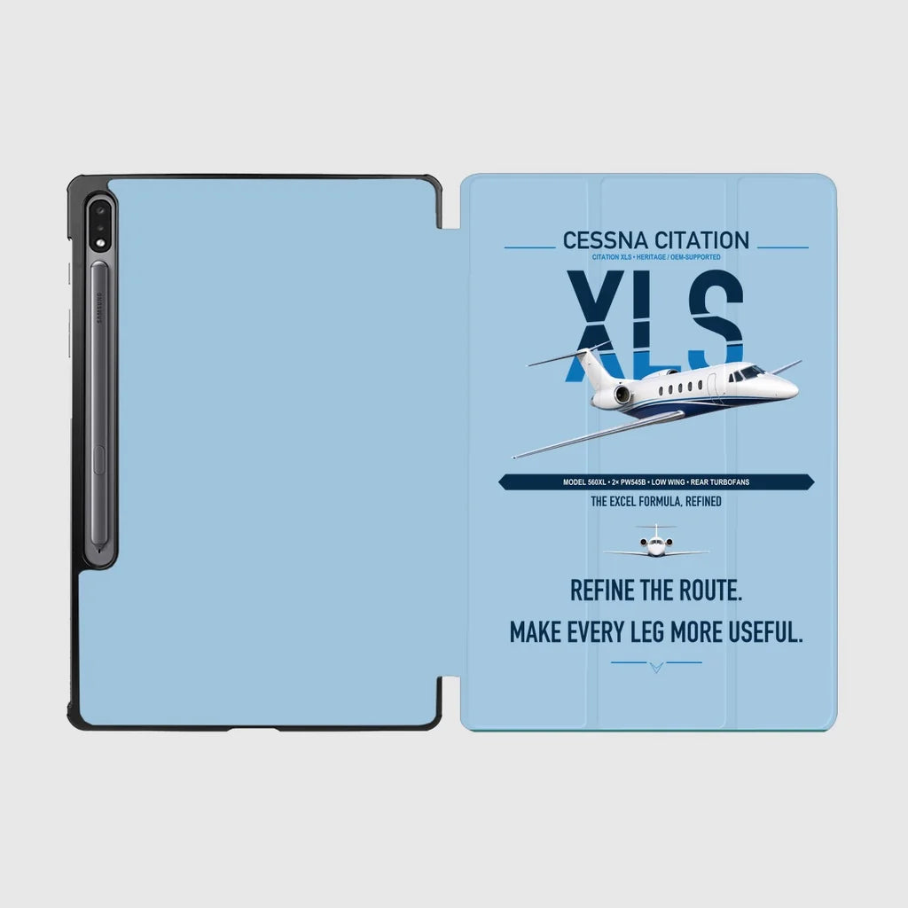 Cessna Citation XLS design on light blue samsung tablet tablet case