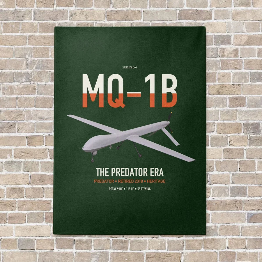 MQ-1B Predator vertical canvas print - no frame - dark green background