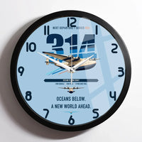 Thumbnail for Boeing 314 Clipper design on light blue framed wall clock