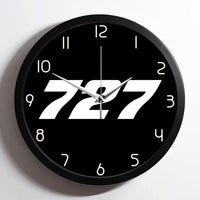 Thumbnail for Boeing 727 Flat Text aviation design on premium wood and metal wall clock.