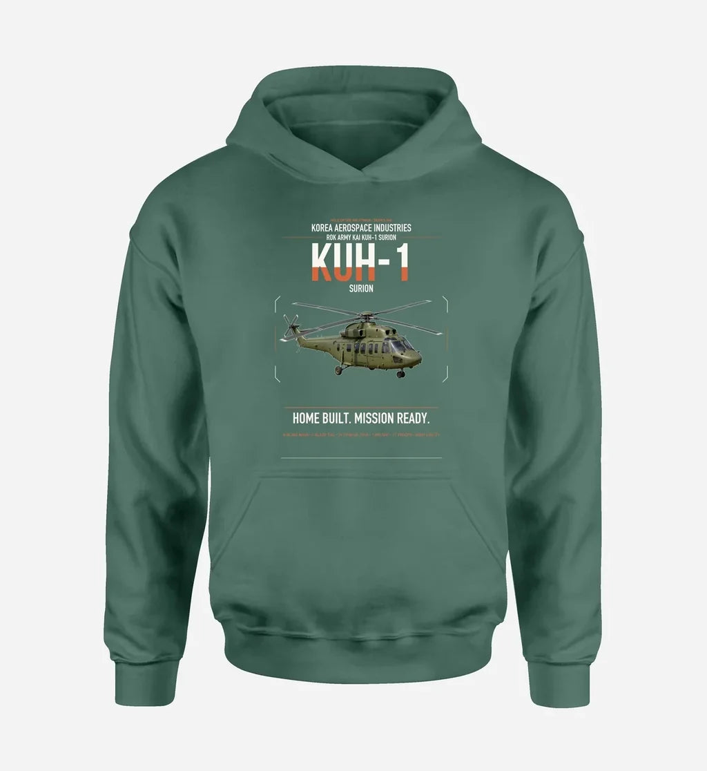 Korea Aerospace Industries KUH-1 Surion design on green double-side hoodie, single-side print