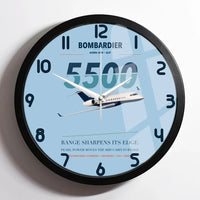 Thumbnail for Bombardier Global 5500 design on light blue framed wall clock