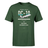 Thumbnail for McDonnell Douglas DC-10 design on dark green double-side t-shirt, single-side print