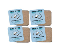 Thumbnail for DJI Mini 4 Pro design on light blue 4 pieces set coaster
