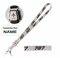 Thumbnail for Boeing 787 Flat Text seat belt lanyard - light gray with name