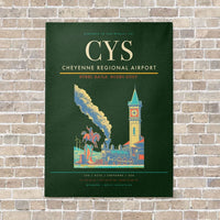 Thumbnail for Cheyenne Regional Airport CYS vertical canvas print - no frame - dark green background