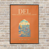 Thumbnail for Indira Gandhi International Airport Delhi DEL - Canvas Framed - Orange