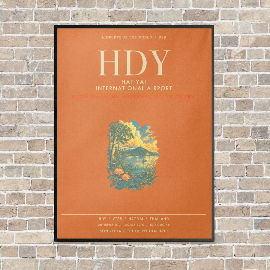 Hat Yai International Airport HDY - Canvas Framed - Orange