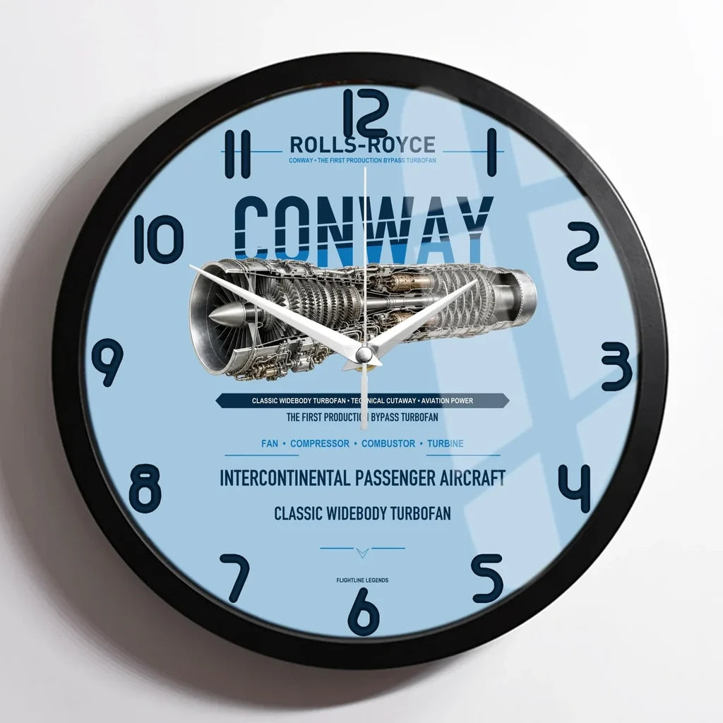 CONWAY design on light blue framed wall clock