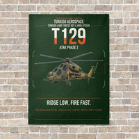Thumbnail for Turkish Aerospace T129 ATAK Phase 2 vertical canvas print - no frame - dark green background
