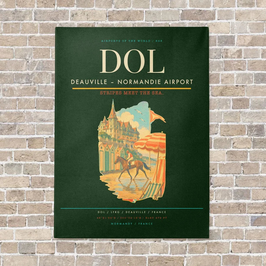 Deauville – Normandie Airport DOL vertical canvas print - no frame - dark green background